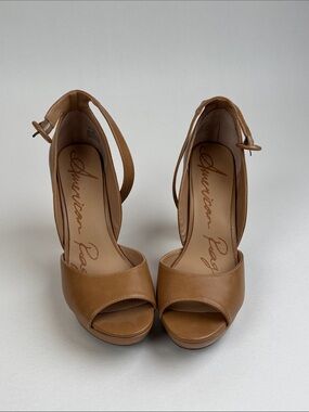 American Rag Tan Peep-Toe Ankle Strap Heels